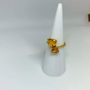 NEW Gold w Yellow Rhinestone Hearts Ring